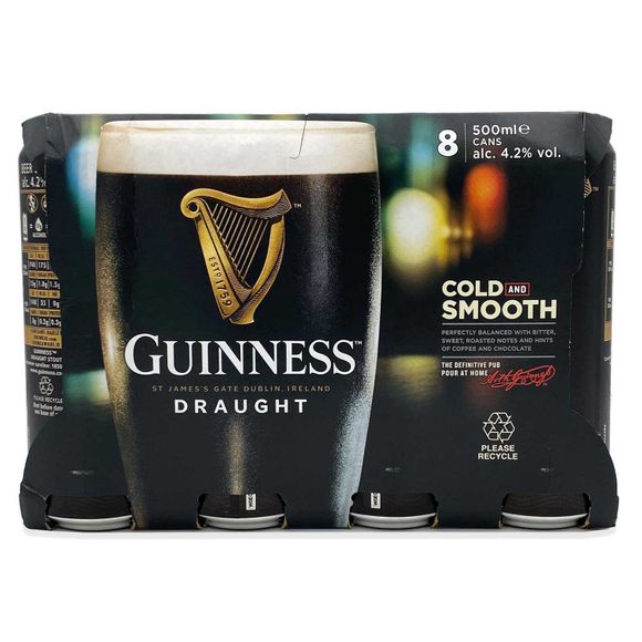 Draught Stout Beer Can 8x500ml Guinness ALDI IE